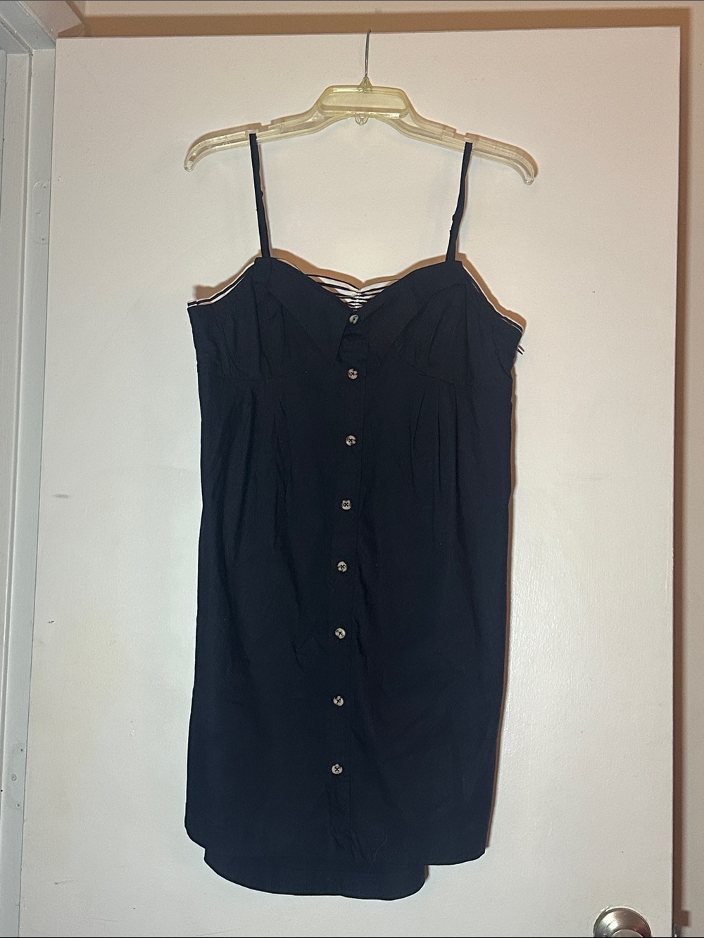 Maeve Black Button-Front Midi Slip Dress